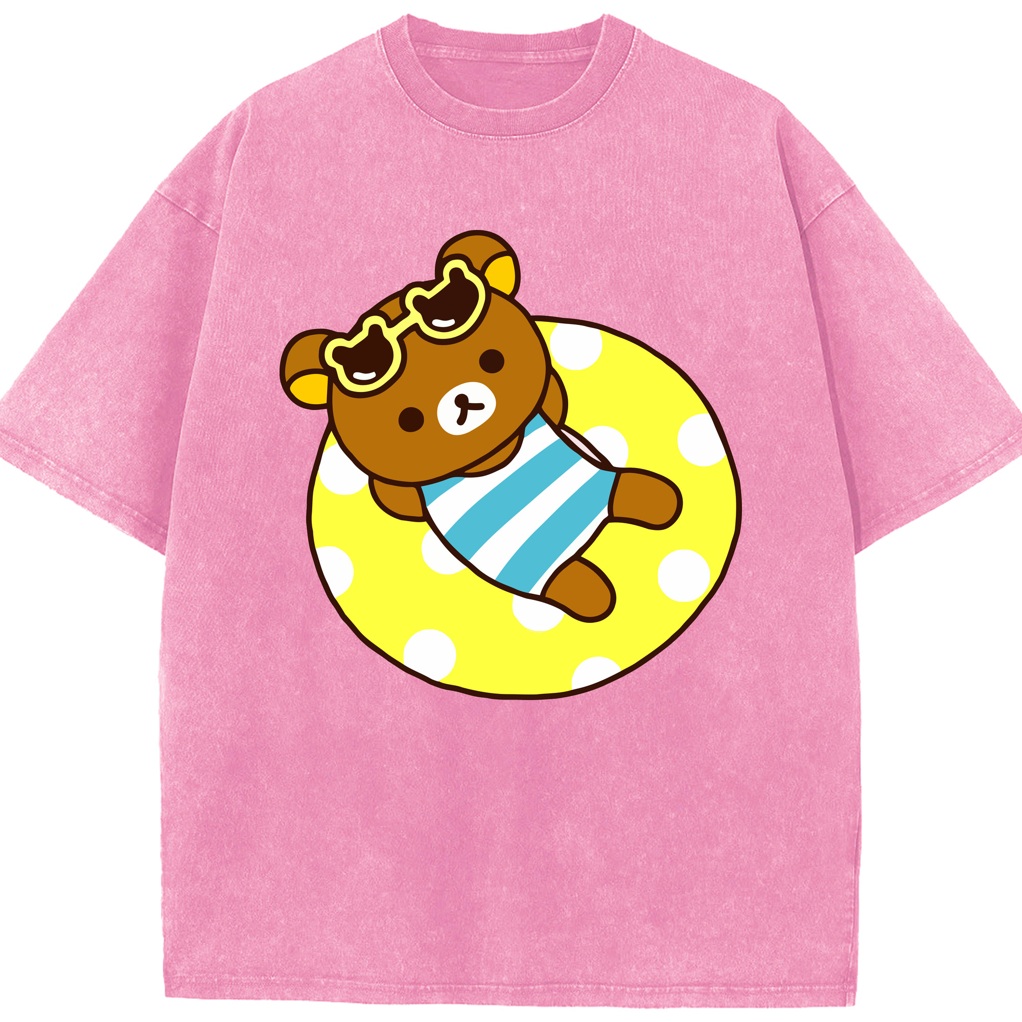 （画像用） リラックマ リラックマ キイロイトリ Rilakkuma Korilakkuma Kiiroitori 綿100% ヴィンテージ風 半袖Tシャツ（フロントプリント）